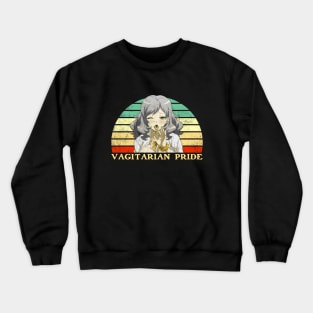 Vagitarian Pride - Lesbian Anime Pun - Retro Sunset v4 Crewneck Sweatshirt